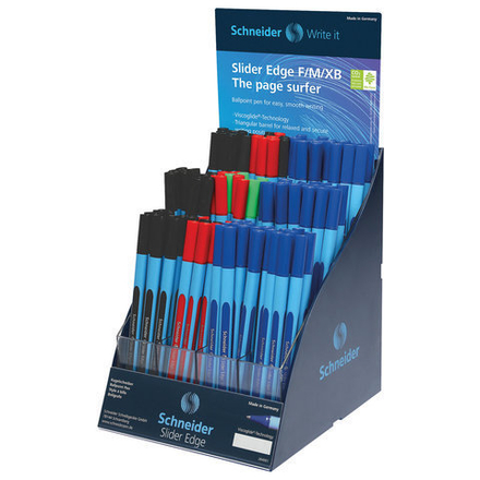 Ручки в ДИСПЛЕЕ шариковые SCHNEIDER "Slider Edge F/M/XB", КОМПЛЕКТ 120 шт., АССОРТИ, 0,8/1/1,4 мм, 304092