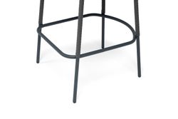 "Бордо" стул барный плетеный из роупа, каркас из стали темно-серый (RAL7024) муар, роуп серый 15мм, ткань темно-серая 027 NEW