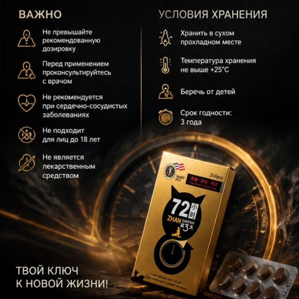 Мужской возбудитель "72 часа ZHAN", 12 шт