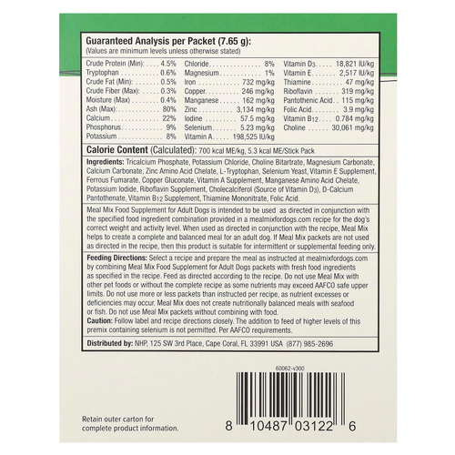 Dr. Mercola, Meal Mix, пищевая добавка, для взрослых собак, 30 пакетиков по 7,65 г (0,26 унции)