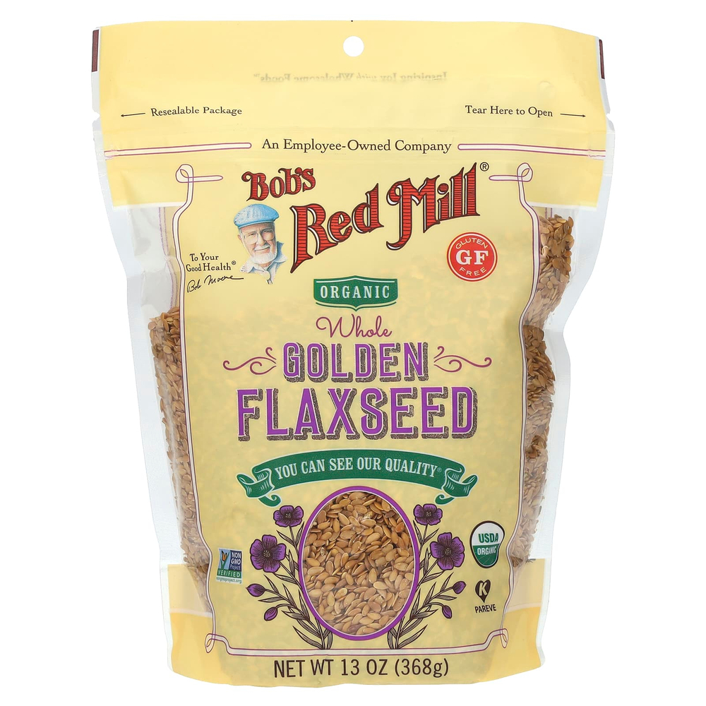 Bob's Red Mill, Органическое цельное золотое льняное семя, 13 унций (368 г)