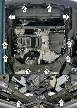 Усиленная защита картера двигателя и КПП (2 мм, сталь) для Mazda CX-50 2022- Motodor.71102