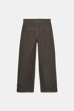 ZARA БРЮКИ КАРГО С КАРМАНАМИ, ШОКОЛАДНЫЙ