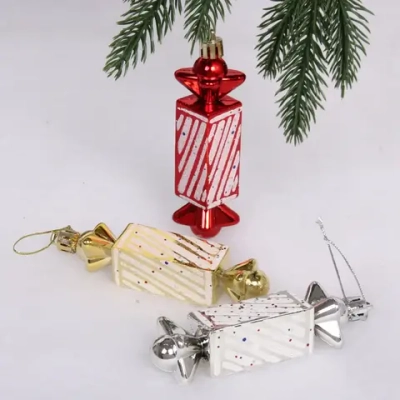 Ёлочные игрушки «Конфетки праздничные» 12 см (набор 3 шт), красный, золото, серебро