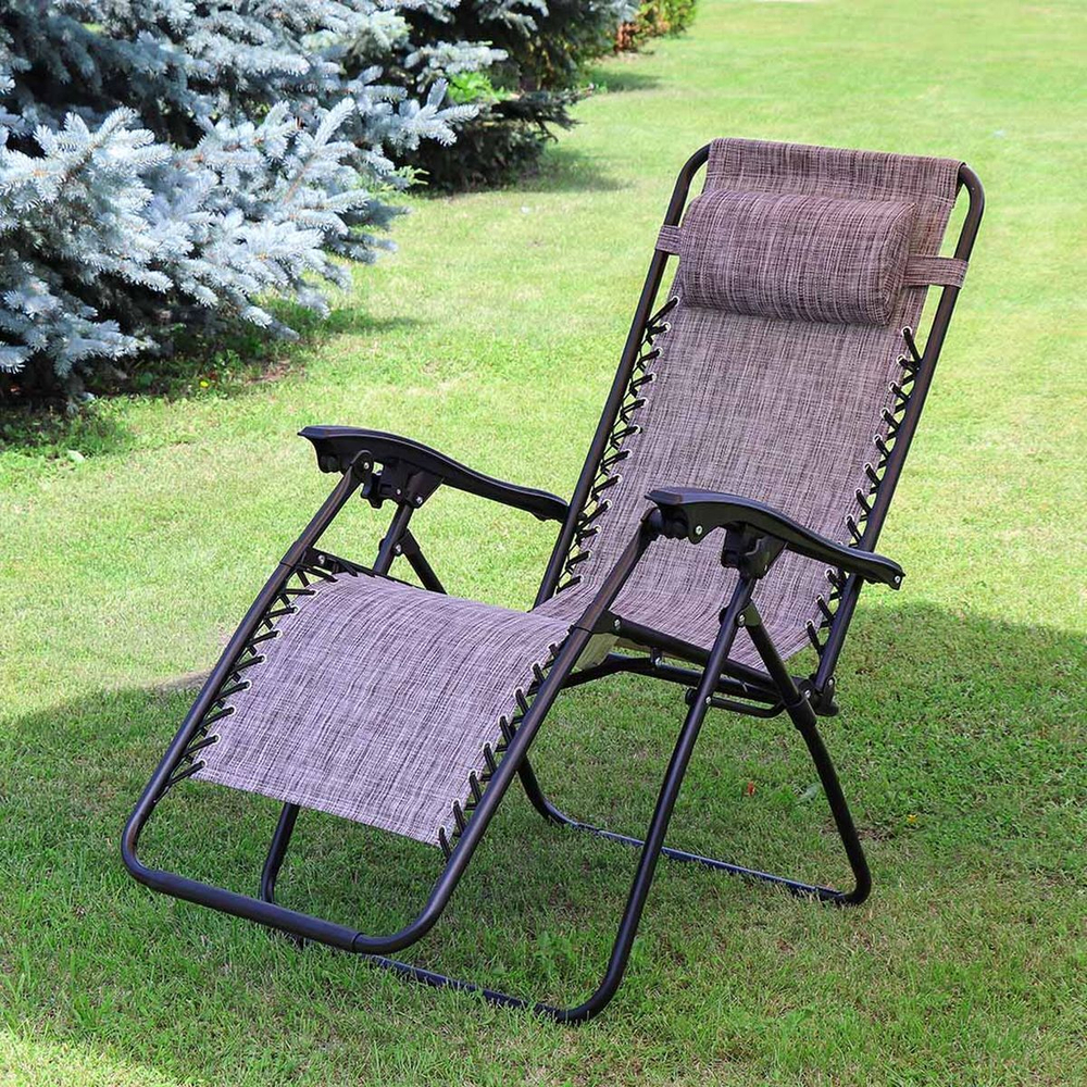 Шезлонг пляжный складной, металл, 165х65х110 см, 100 кг, 2 положения спинки, коричнево-серый, Green Days