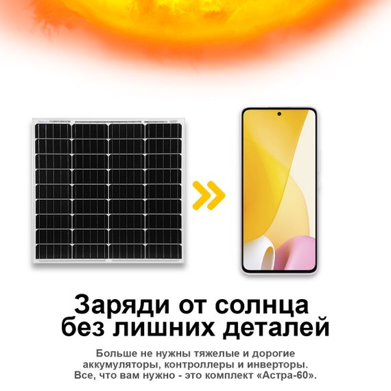 Солнечная электростанция Астра 60 Вт 2 Type-C, фото №735387144