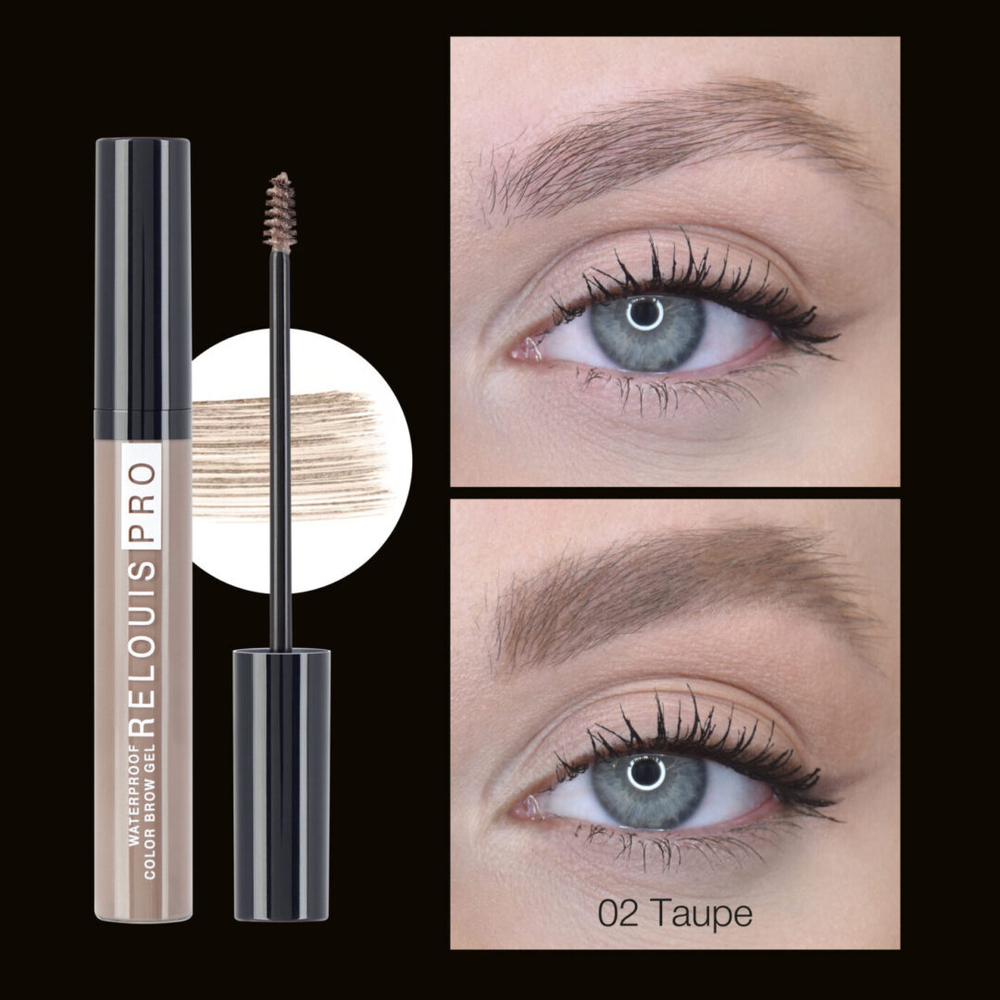 ГЕЛЬ для бровей водостойкий оттеночный тон 02 TAUPE Relouis PRO Waterproof Color Brow Gel 6 мл