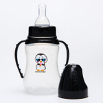 4882552 Бутылочка для кормления "Пингвин" 150 мл приталенная, с ручками