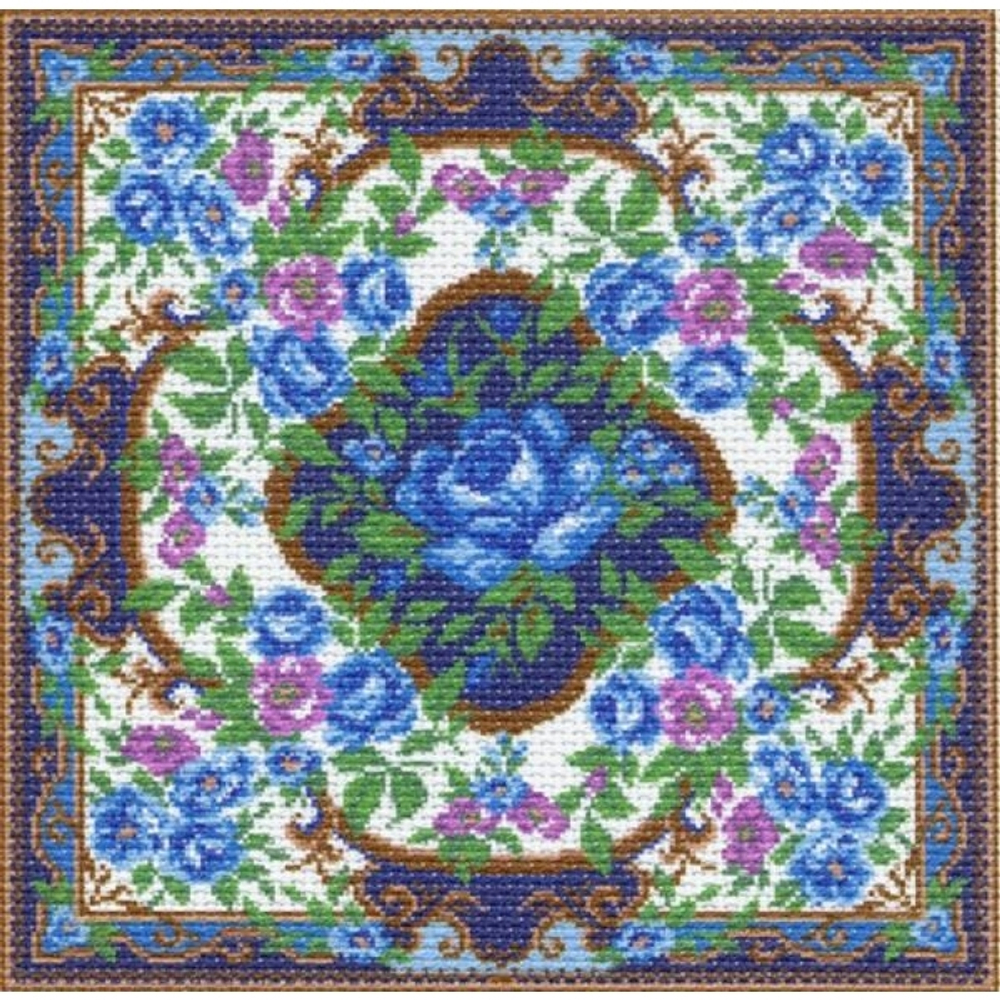 "Голубые цветы"-0888 канва с рисунком