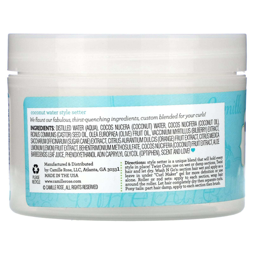 Camille Rose, Coconut Water Styles Setter, кокосовая вода, максимальное увлажнение, 240 мл (8 унций)