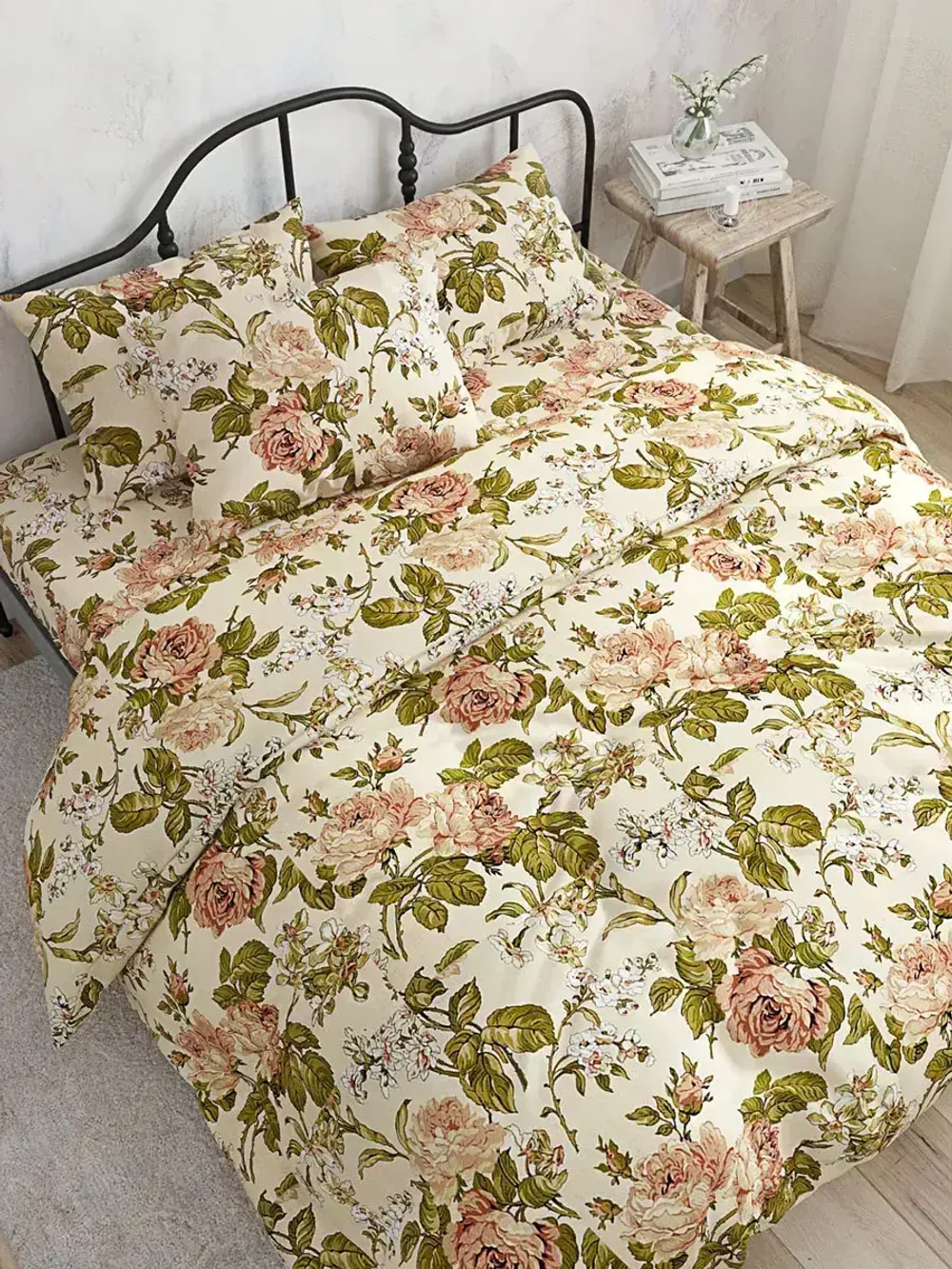 Наволочка комплект 2шт перкаль Сказка "Прохоровская роза" 45х45 см на молнии