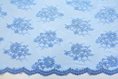 Гипюр стрейч металлик голубой