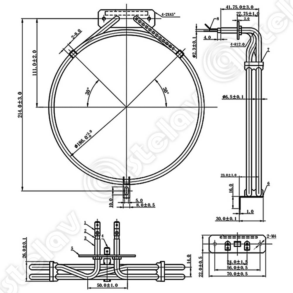 ТЭН кольцо 2400W круглый, D-190 мм духовки  Смег, Аристон и др.