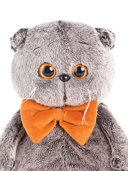 Мягкая игрушка Басик в рыжем бархатном банте 19см