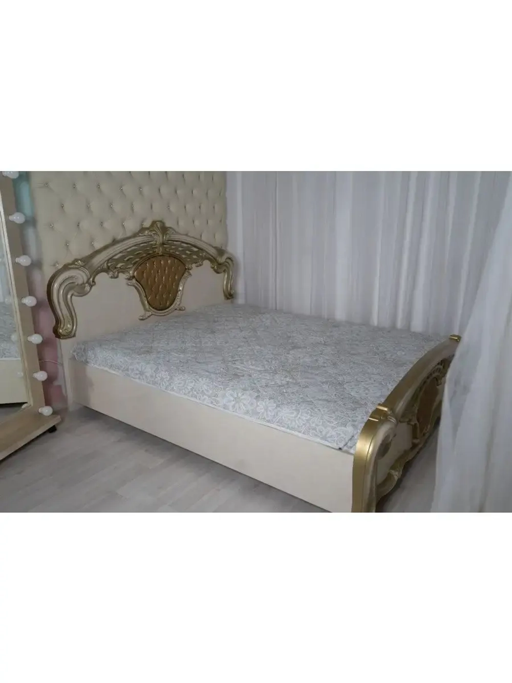 Наматрасник 90х200, на резинках, стёганный, хлопок, лен.