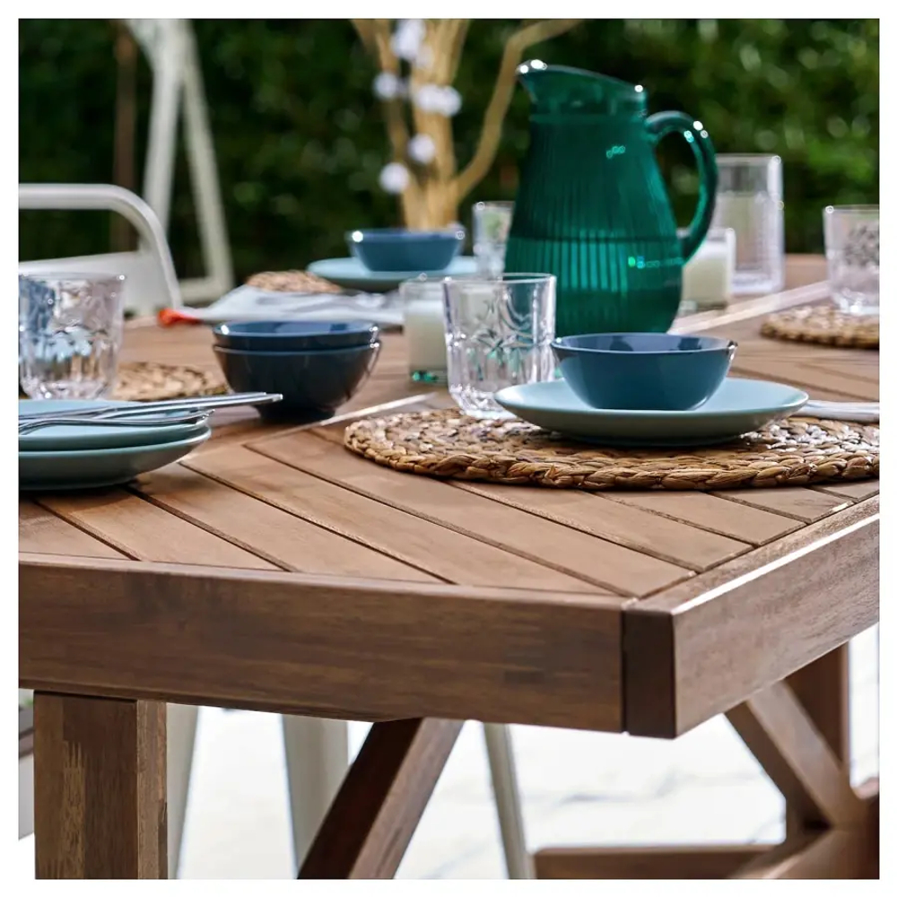 Стол+6 стульев садовый - NORRMANSÖ / NORRMANSÖ IKEA/ НОРРМАНСО ИКЕА, 220х100х74 см, белый/коричневый