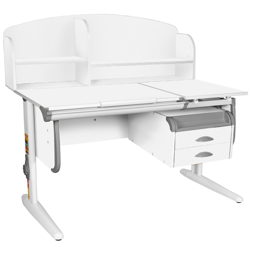 Растущая парта Дэми СУТ 25 с задней полкой СУТ.34.390 и навесной тумбой (1200×880 мм)