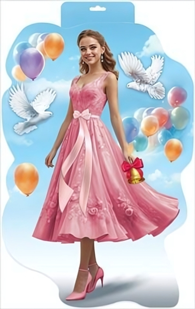 Вырубной плакат А3 "Девушка с голубями" 3001660