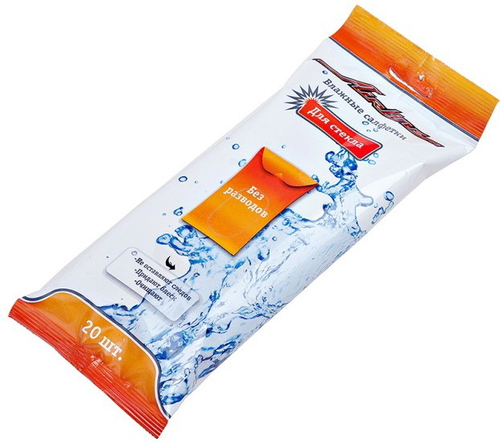 Салфетки влажные Airline для стекол и зеркал 20 шт.