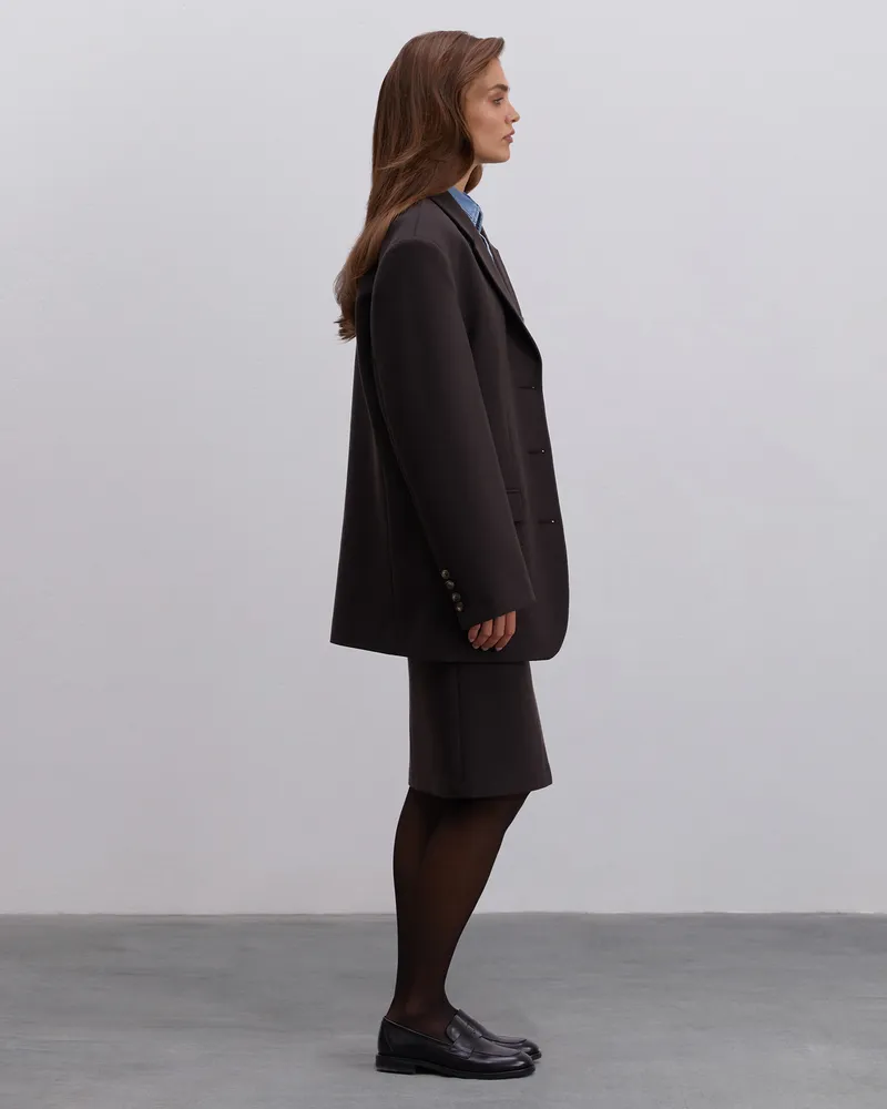 Шерстяной жакет прямого кроя коричневый