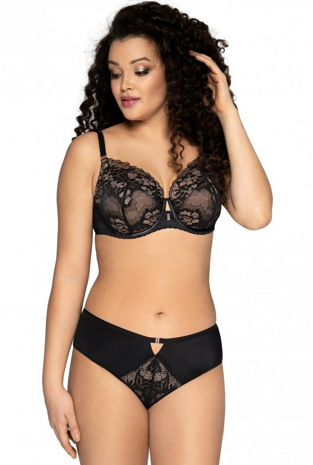 Эффектный бюстгальтер plus size с кружевной чашкой на косточке (Размер: 75L) (Цвет: красный)