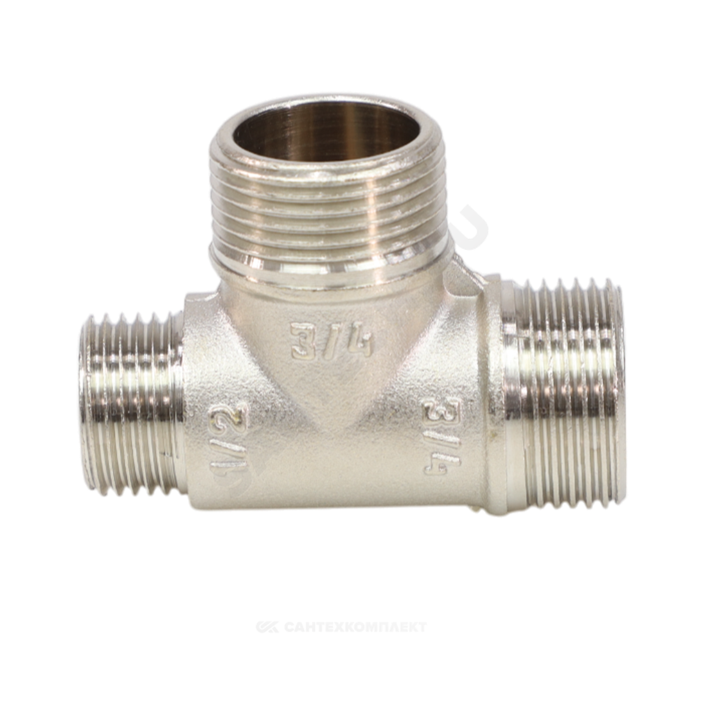 Тройник латунь никель переходной Ду 15х15х15 (1/2"х1/2"х1/2") НР/НР/НР VALFEX VF.131.N.012