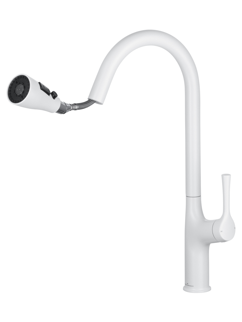 Смеситель для кухни с выдвижным изливом WONZON & WOGHAND, Белый матовый (WW-AE54123-MW)