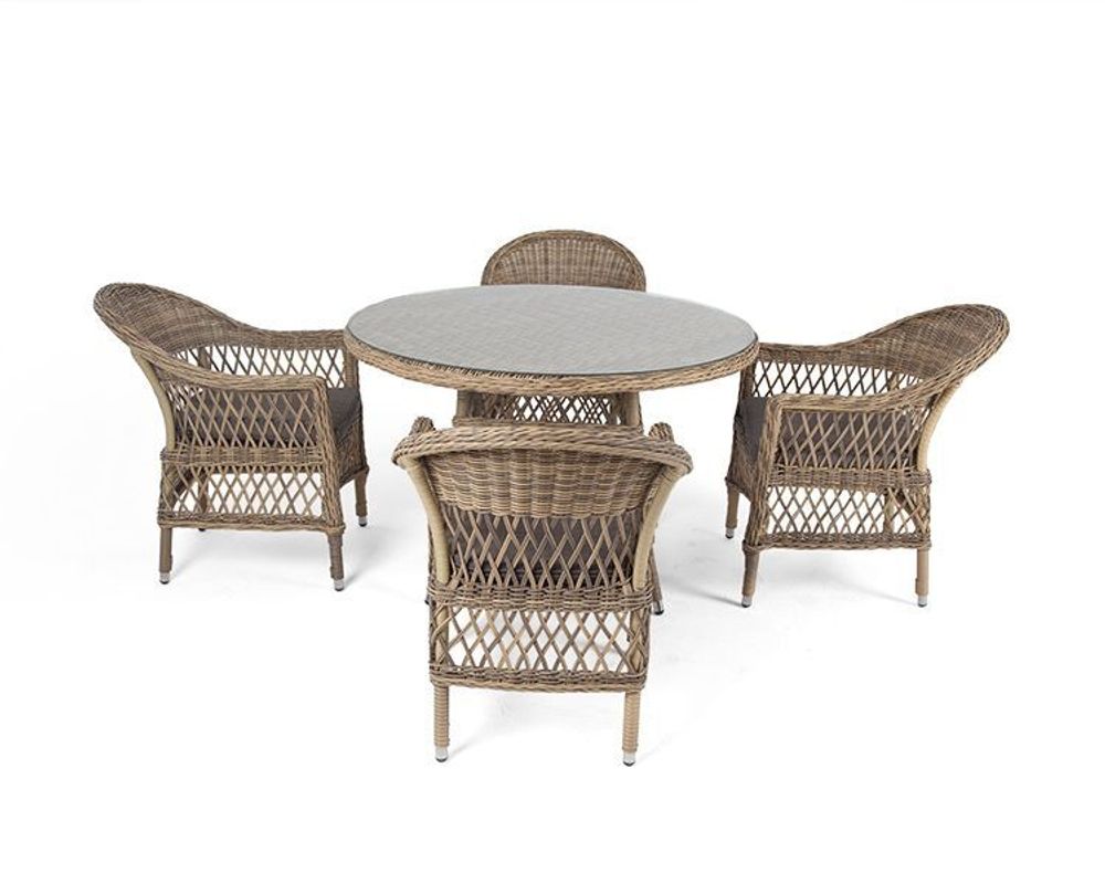 "Дольче" обеденная группа из искусственного ротанга, цвет соломенный