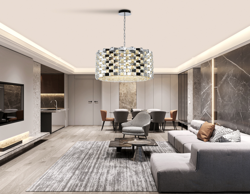 Подвесная люстра с хрусталем LH41006/18 CH/CL хром/прозрачный E14*18 max 40W D700*320