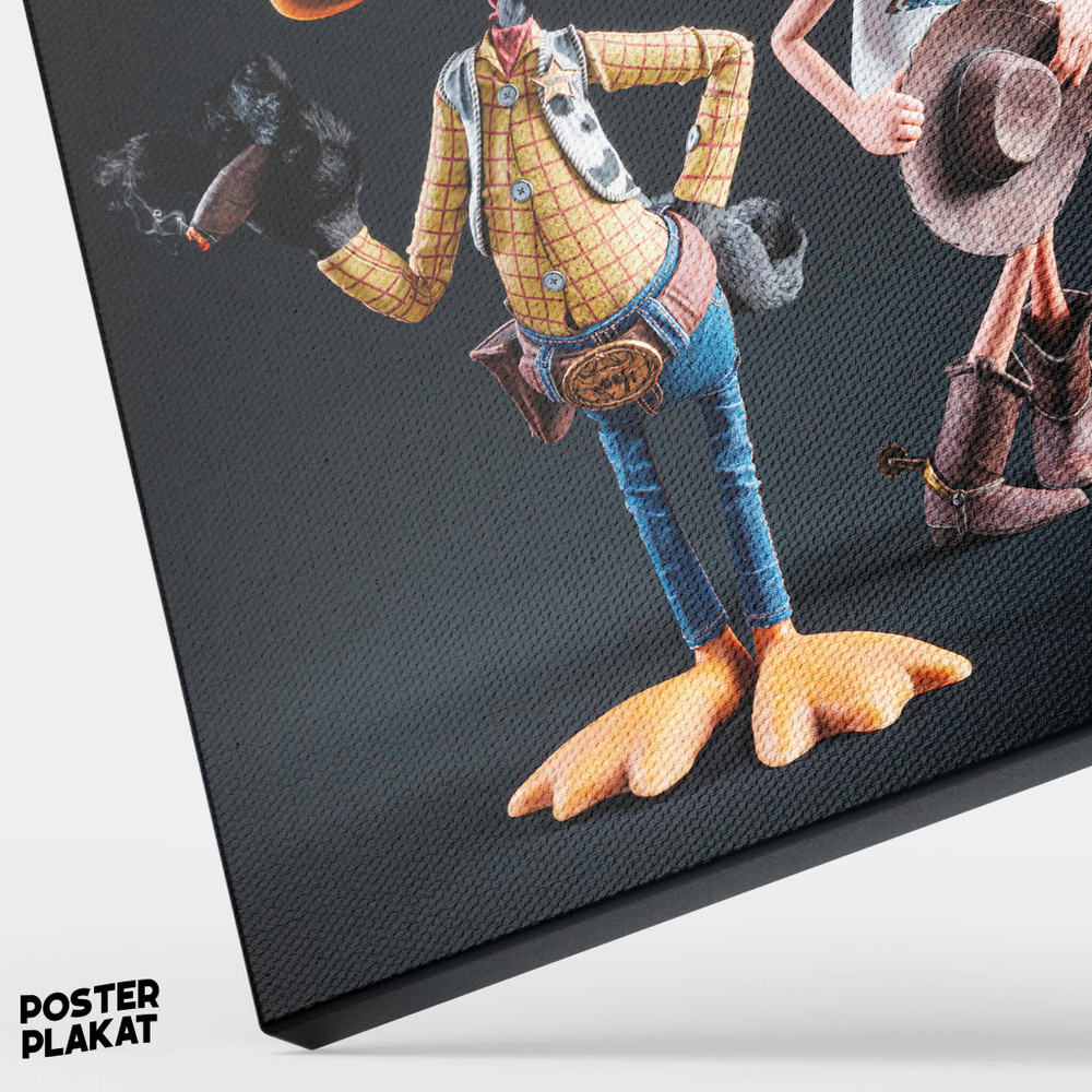 Картина для интерьера Даффи Дак и Вуди на холсте, персонажи мультфильма, холст с печатью на подрамнике, на стену, Постер Плакат