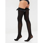 Чулки плотные с атласными бантами Sense, S/M, черные