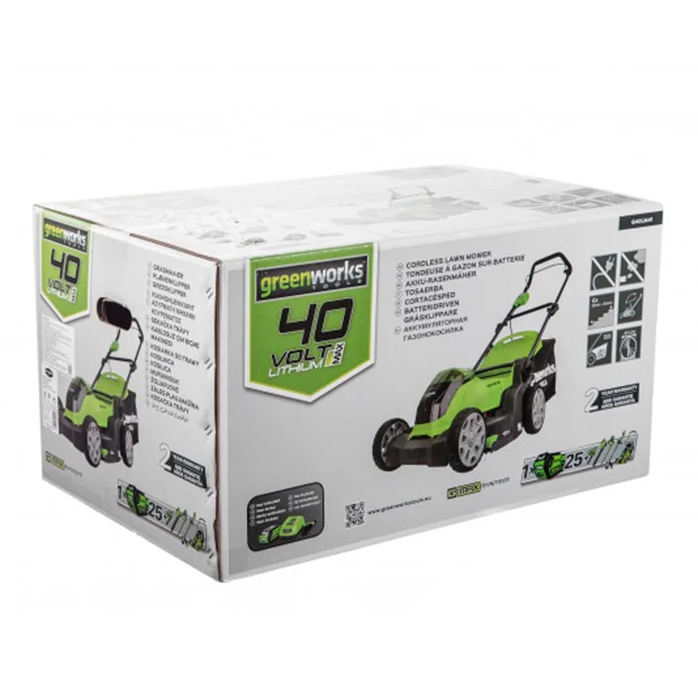Аккумуляторная газонокосилка Greenworks G40LM41K5 40В (1 x 5 Ач, ЗУ) нож 41 см, 2504707UG