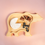 Деревянная менажница "Медведь" из кедра для подачи блюд и закусок с гравировкой "Never say Never"