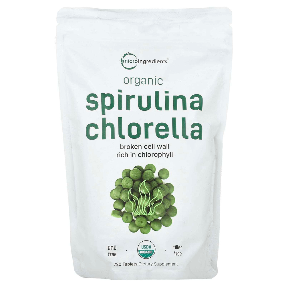 Micro Ingredients, Органическая спирулина и хлорелла, 720 таблеток