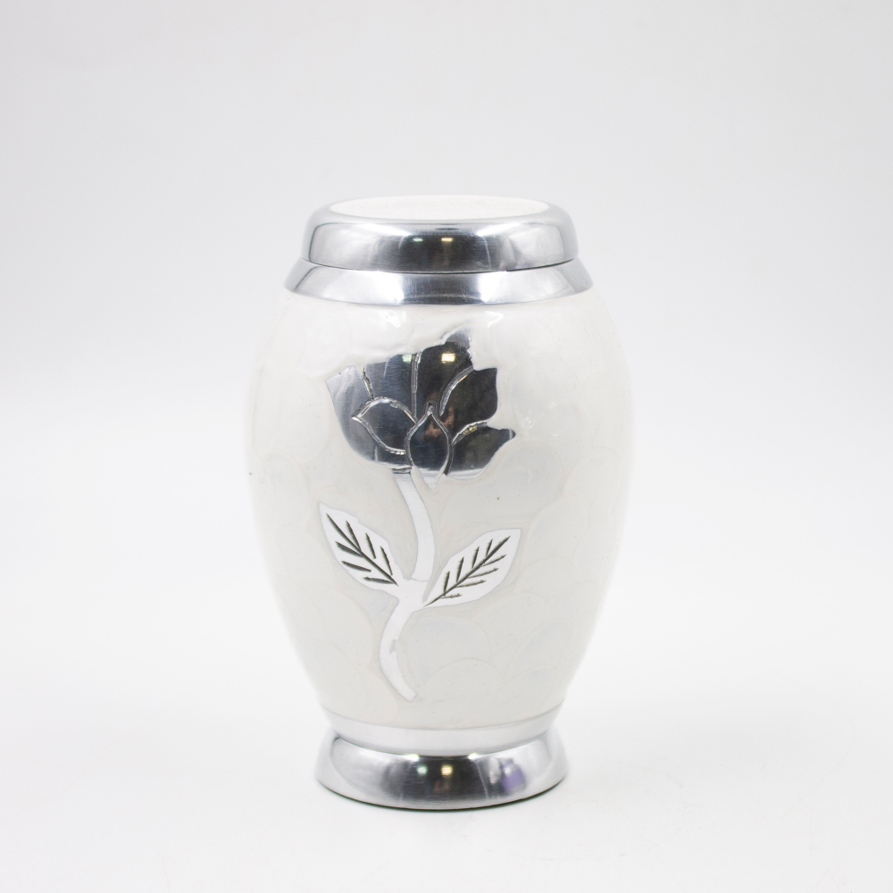 Мини-урна для праха "Перламутр Роза" белая