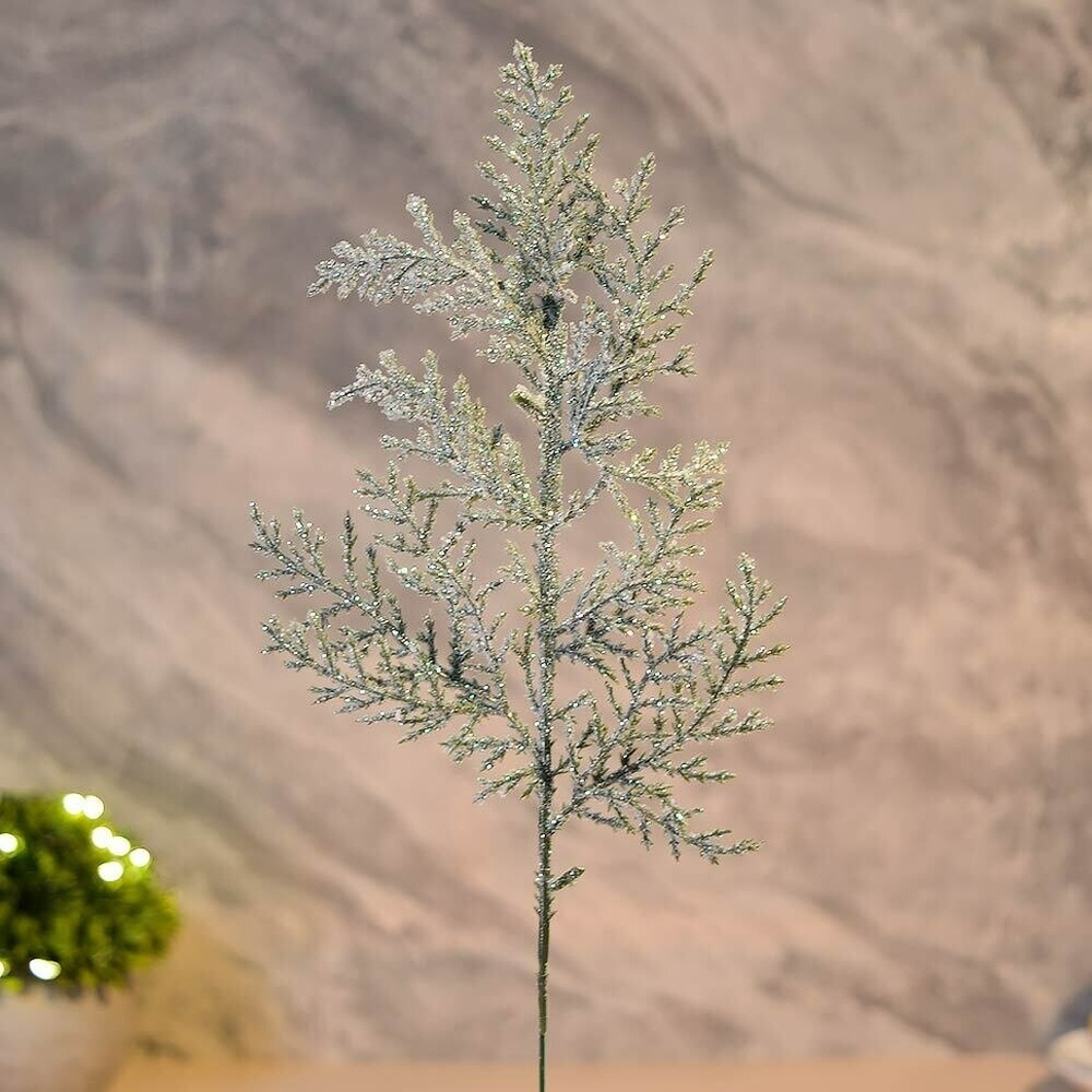 Украшение новогоднее "Ветка Блеск" 25см, белый