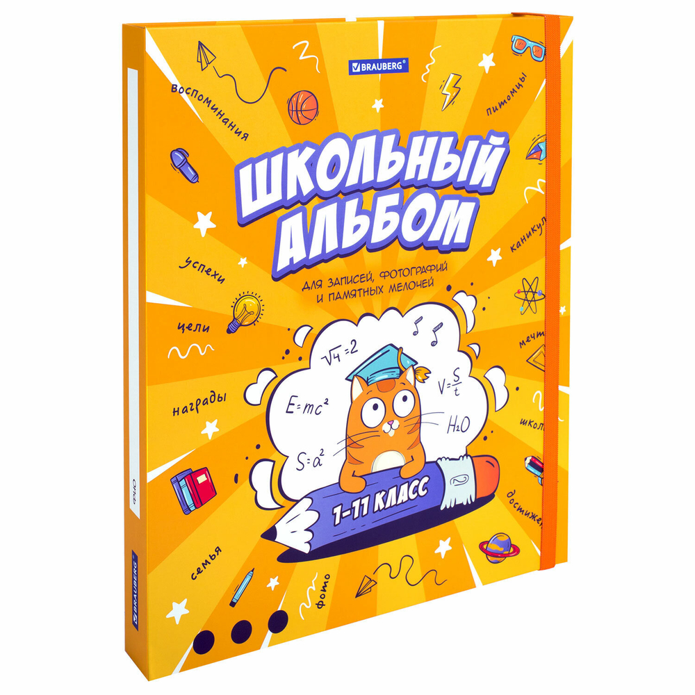 Папка-портфолио школьника А4 ШКОЛЬНЫЙ АЛЬБОМ 10 вкладышей магнитный клапан 7БЦ BRAUBERG (2 штуки в упаковке)