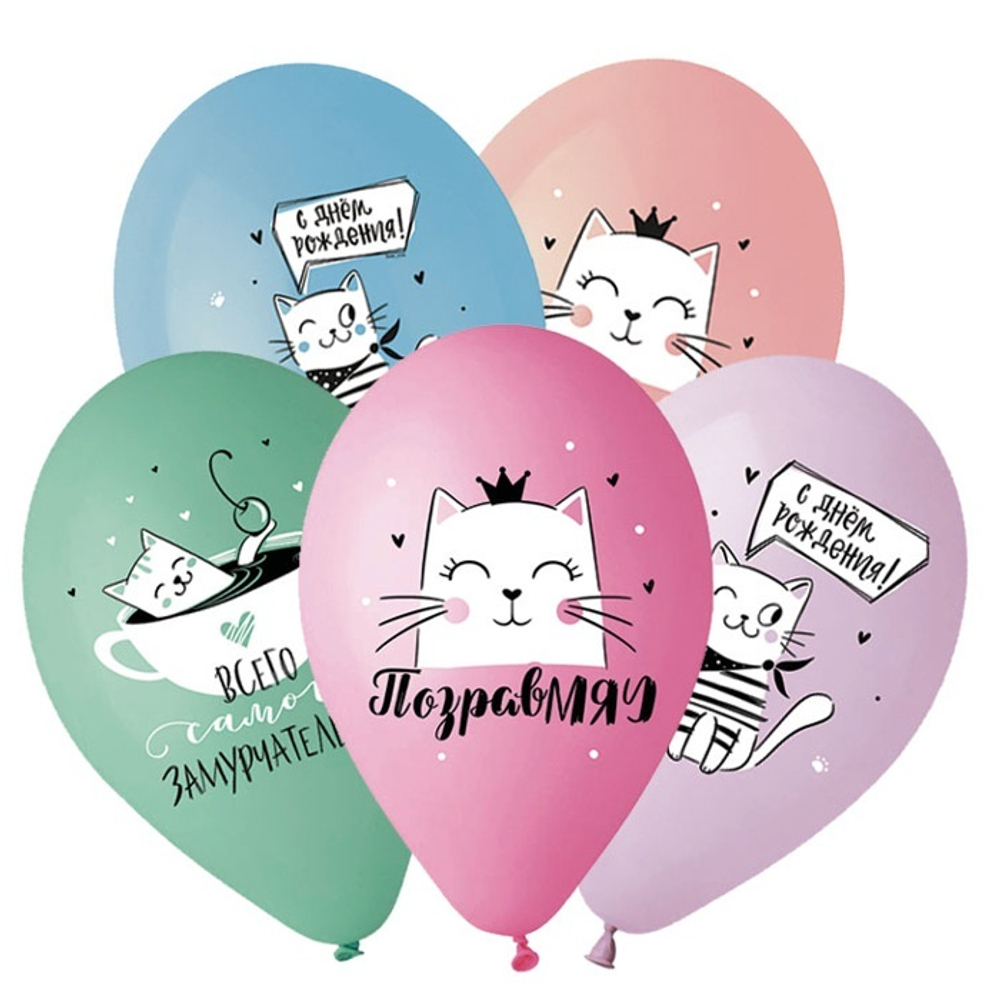 Воздушные шары Gemar с рисунком Кошка Мэри, 25 шт. размер 14" #944211