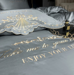 Постельное белье Сатин Гладкокрашеный Вышивка Делюкс на резинке DHCR004