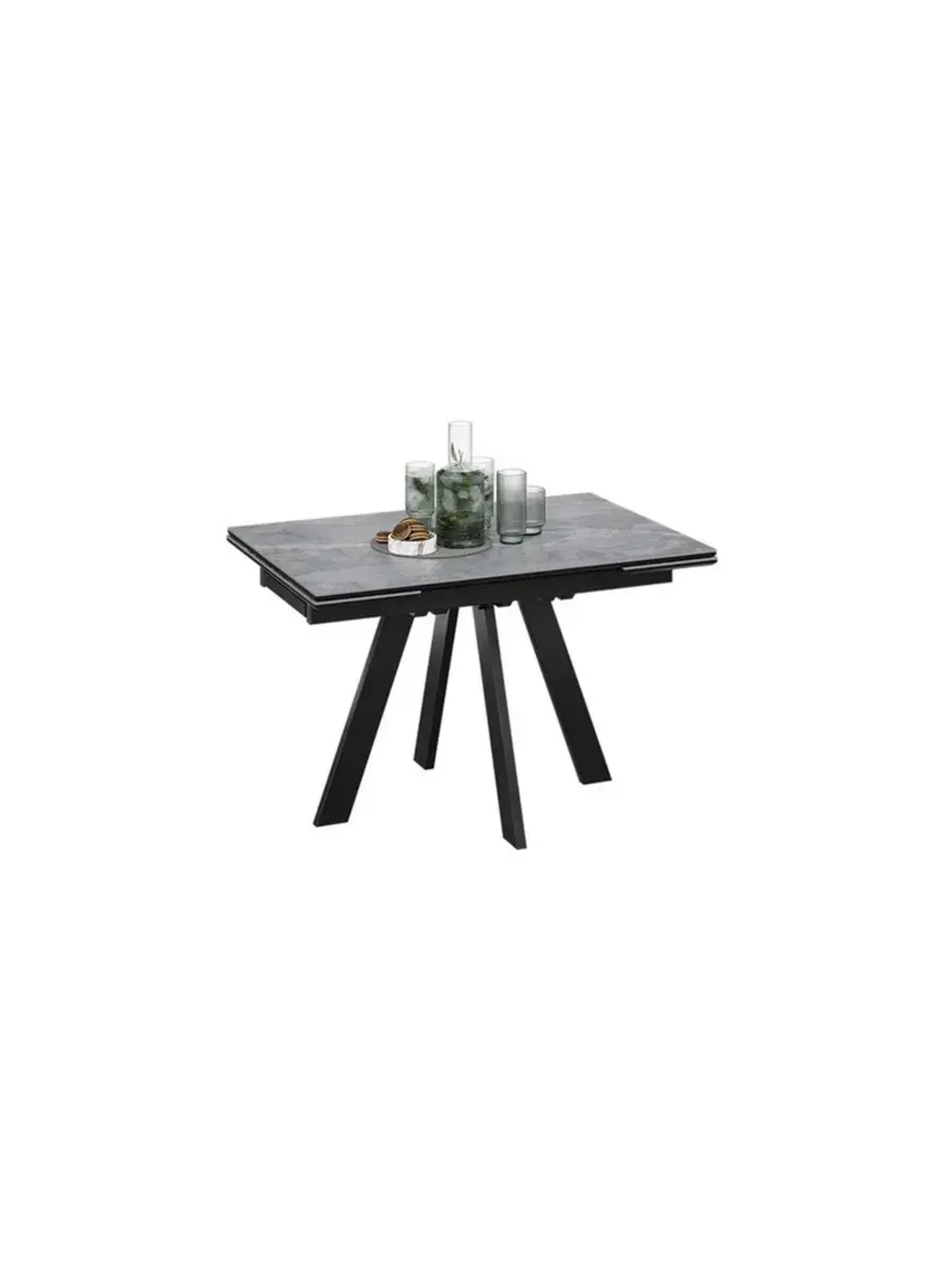 Стол кухонный Черный муар серый мрамор 120(180)х80х77 см