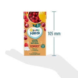 Компот детский ФрутоНяня, из вишни и малины, 0,2 л