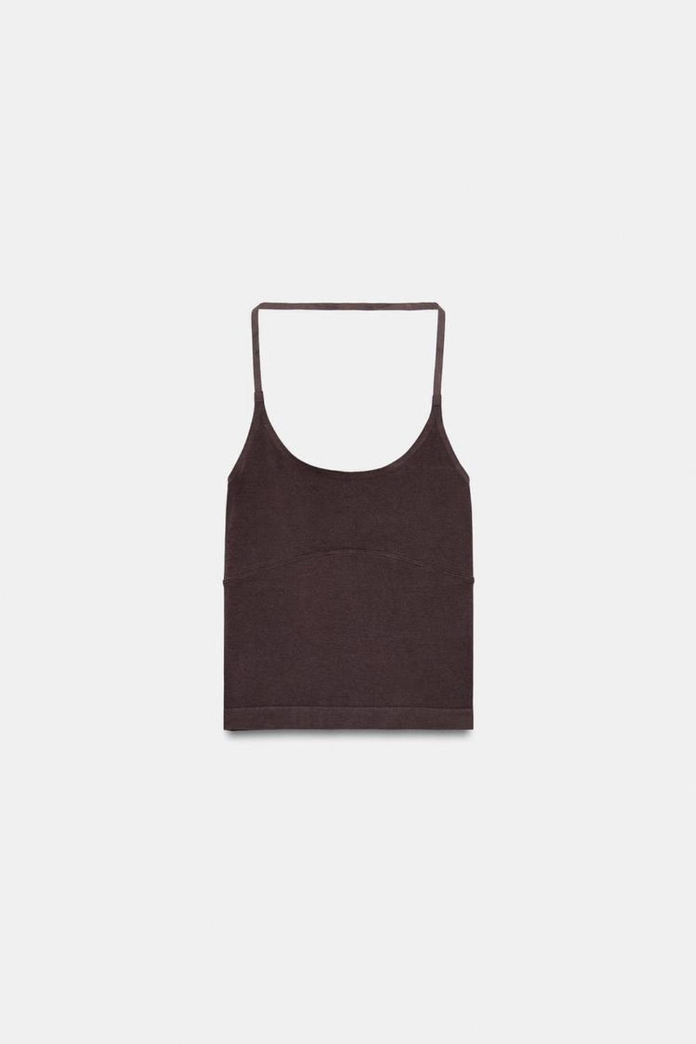 ZARA БЕСШОВНЫЙ ТОП С ГОРЛОВИНОЙ ХАЛТЕР, ШОКОЛАДНЫЙ