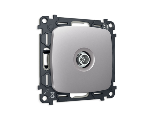 MO513005 Комплект механизма TV розетки оконечной экранированной 5-1000MHz 3dB OMEGA Сталь матовый QUANT (OP5130, VM199)