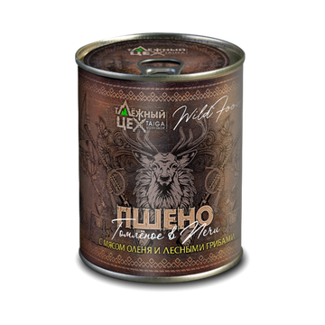 Пшено с мясом Оленя и лесными грибами томлёное в печи 340г.