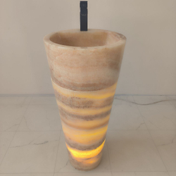 Раковина напольная из оникса Yellow 40x40x90 см.