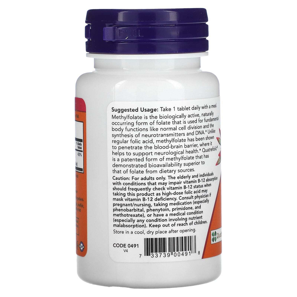 NOW Foods, метилфолат, 1000 мкг, 90 таблеток