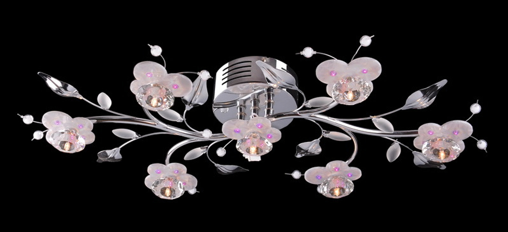 Люстра 4848/7 хром/синий+красный+фиолетовый