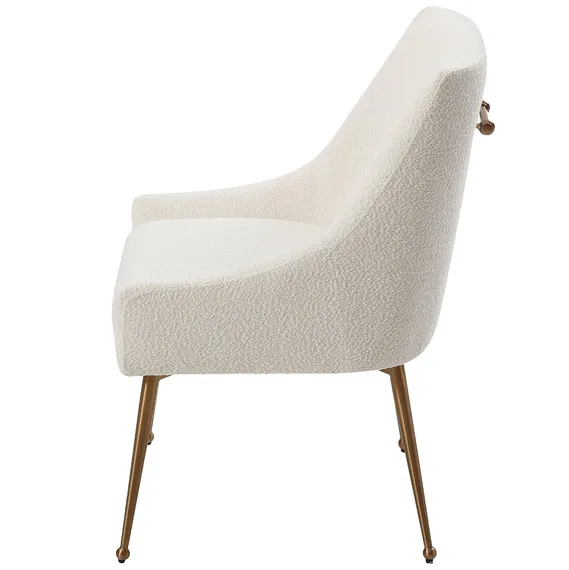 Стул Senna, белое букле с золотыми ножками | Купить в Hallberg.ru
