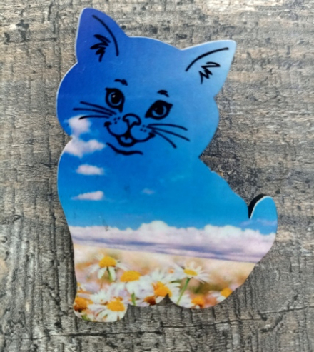 Брошь "Кот в ромашках"