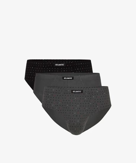 Мужские трусы (3шт) слипы классика Atlantic 3MP-101/06 , черные + темный хаки + хаки